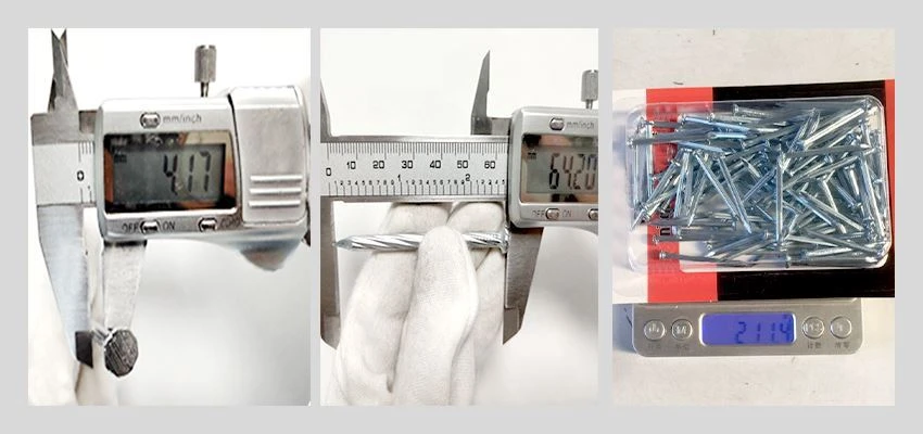 galvanized twist concrete nails inspection